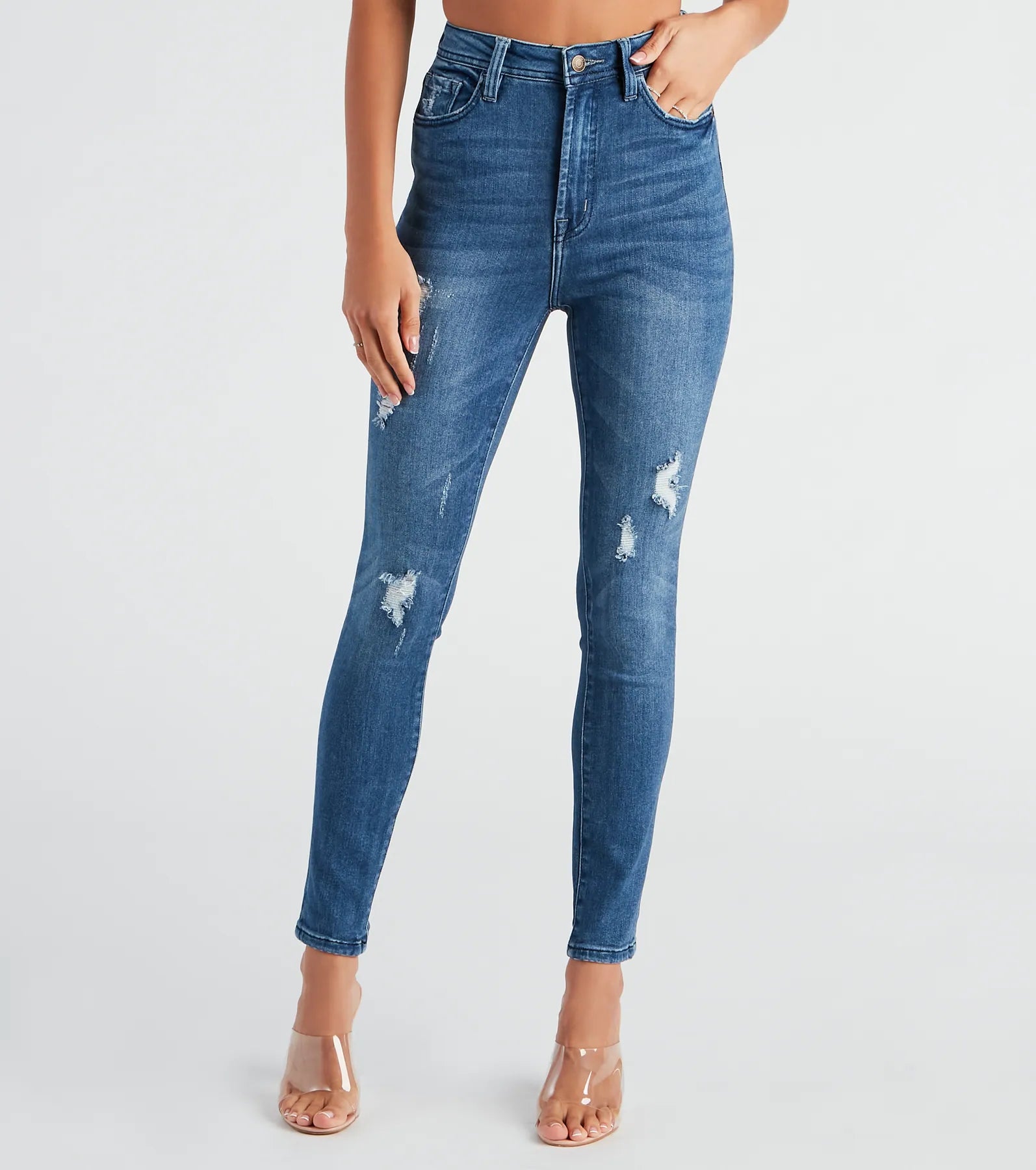 Maxi Skirt Jeans for Elegant -Taylor High Rise Distressed Skinny Jeans By Windsor Denim