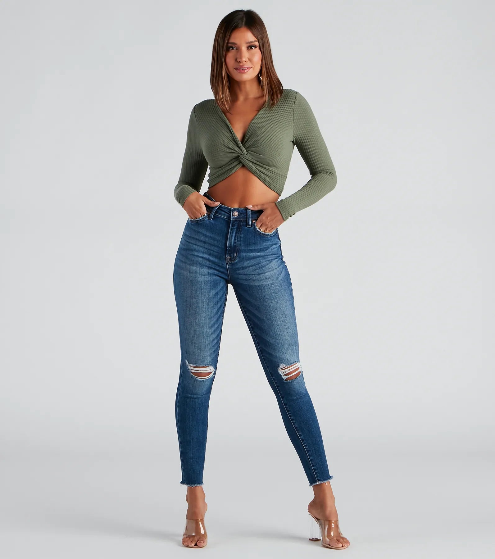 Belt Loops Jeans for Accessorizing -Taylor High Rise Skinny Crop Jeans By Windsor Denim